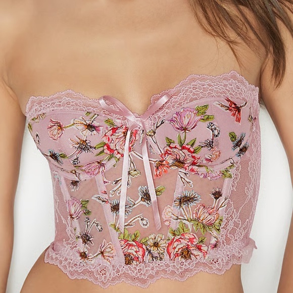 VICTORIA SECRET LAVENDER FLORAL BUSTIER - Picture 1 of 6